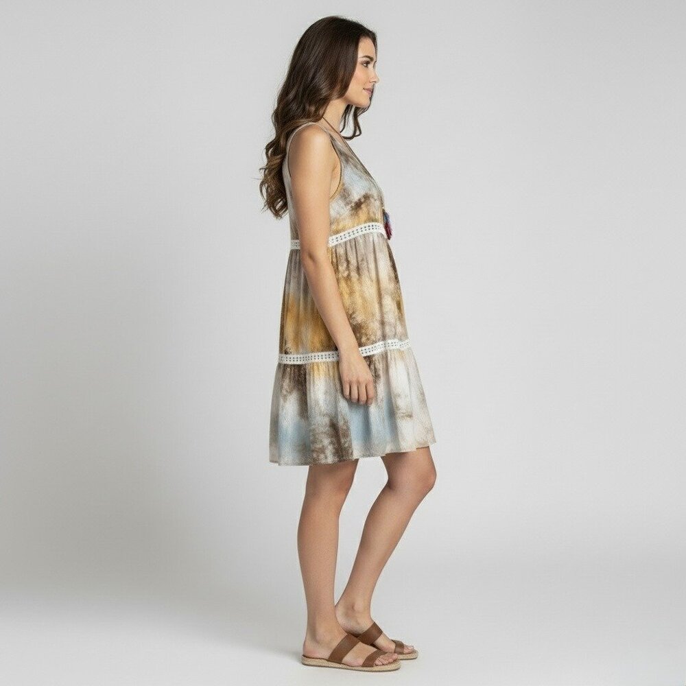 NWT Boho Tie-Dye Mini Slip Dress Tunic  • Coastal Grandmother Hippie Festival - Picture 7 of 14